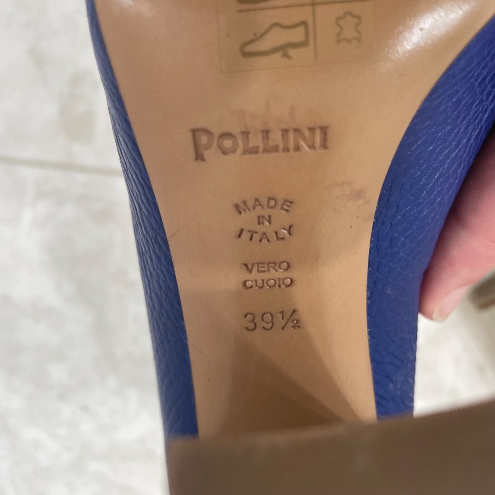 POLLINI {39.5} Heels Blue Silver Chunky Heel Pointed Toe - Picture 4 of 6